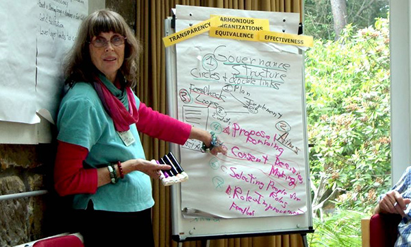 Diana Leafe Christian teaching Sociocracy at Findhorn