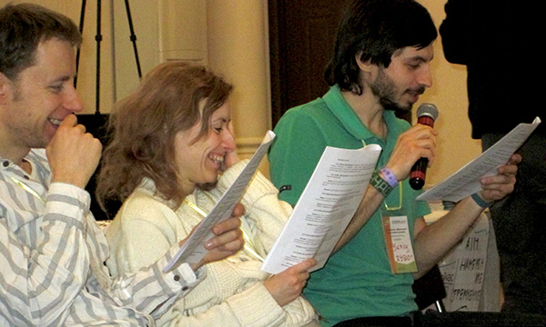 Suggested Caption:  Russian ecovillagers  in Diana’s Sociocracy<br />
Workshop, Ethnomir, Russia, 2016.