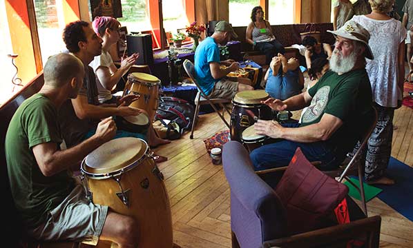 Drum jam at Compassion Camp