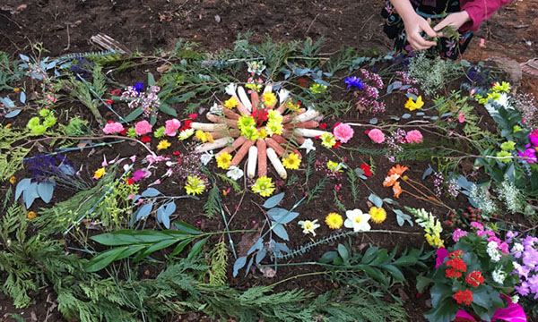 Flower mandala on new grave