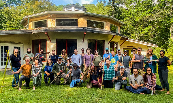 Permaculture class with tools at Earthaven Ecovillage